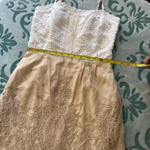 Anthropologie Kolkata dress 6, White and beige Mini Dress